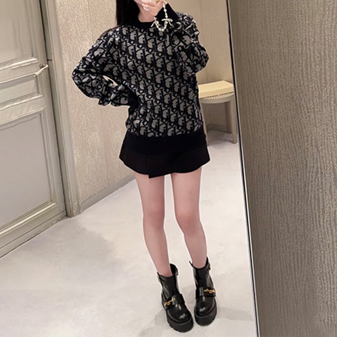 dior oblique jacquard crew neck sweater